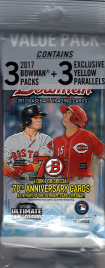 2017 Bowman Baseball Value Rack Pack w/3 Yellow Parallels